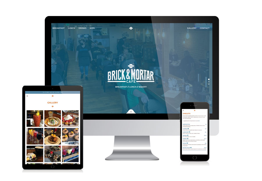 Brick & Mortar Cafe - Albany Oregon Website Design Layout Development, Responsive with Restaurant Menu
