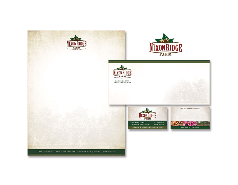 Nixon Ridge Farm - Logo Design and Branding, Stationery, Letterhead, Envelopes, and Business Cards