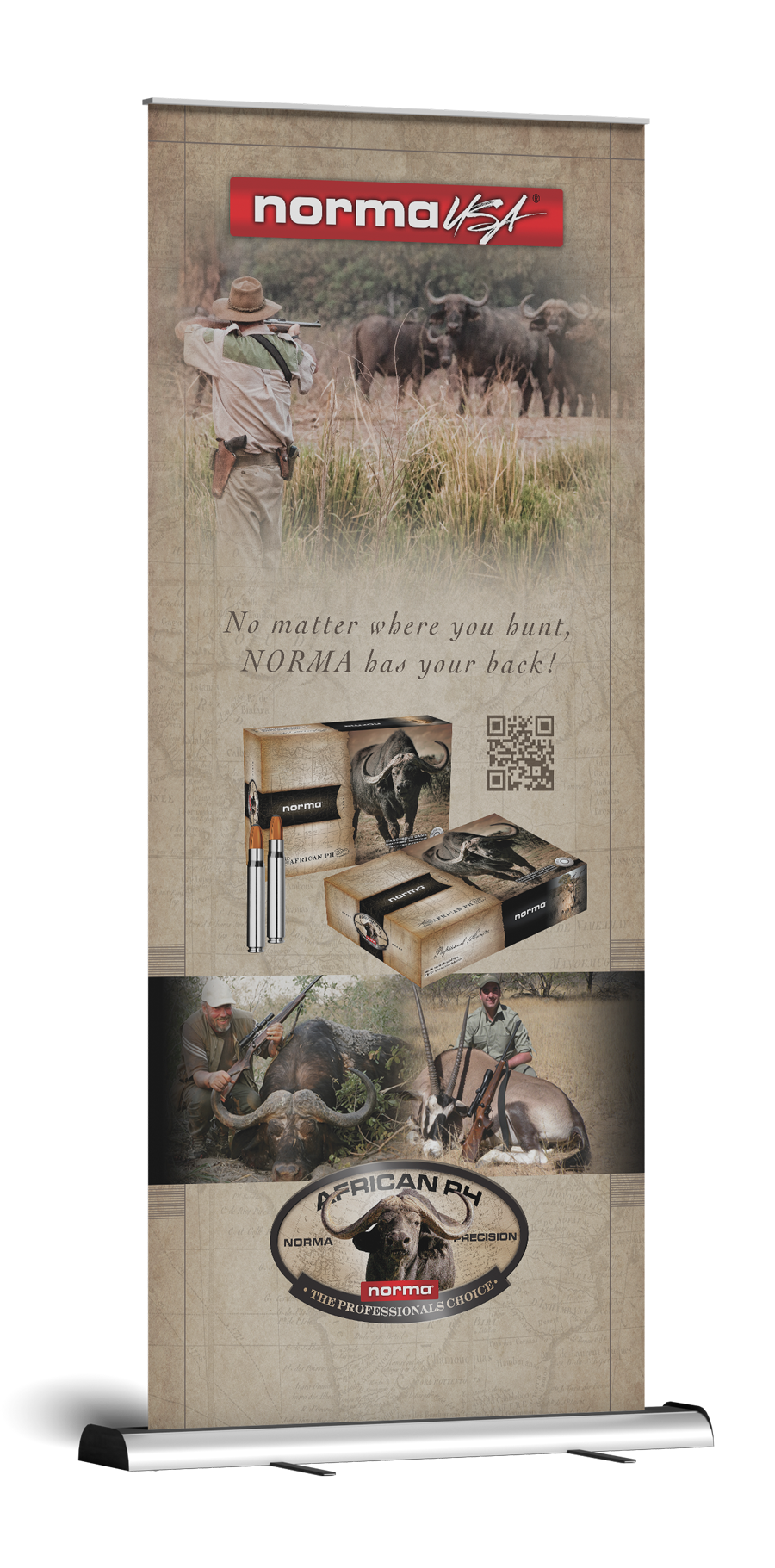 Norma USA Ammunition African PH- Pop Up Banner Design & Print Production