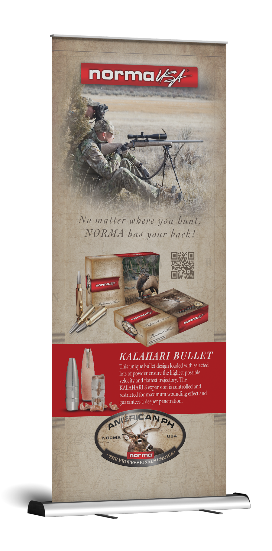 Norma USA Ammunition Kalahari Bullet - Pop Up Banner Design & Print Production