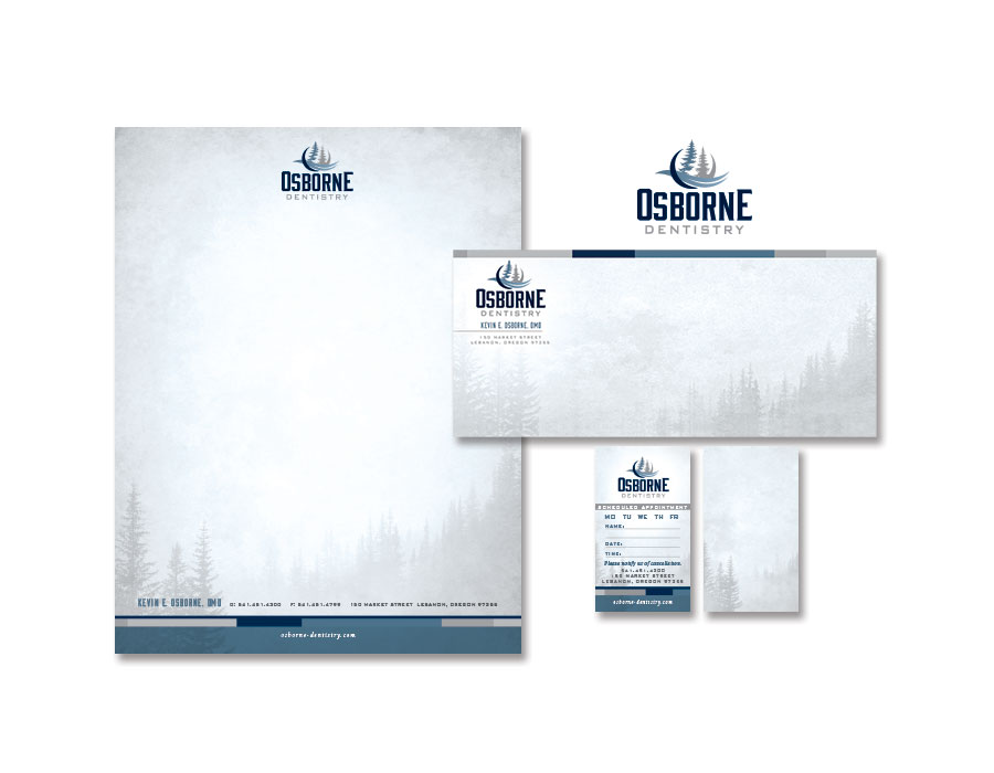 Osborne Dentistry - Logo Design and Rebranding, Stationery, Letterhead, Envelopes, and Business Cards