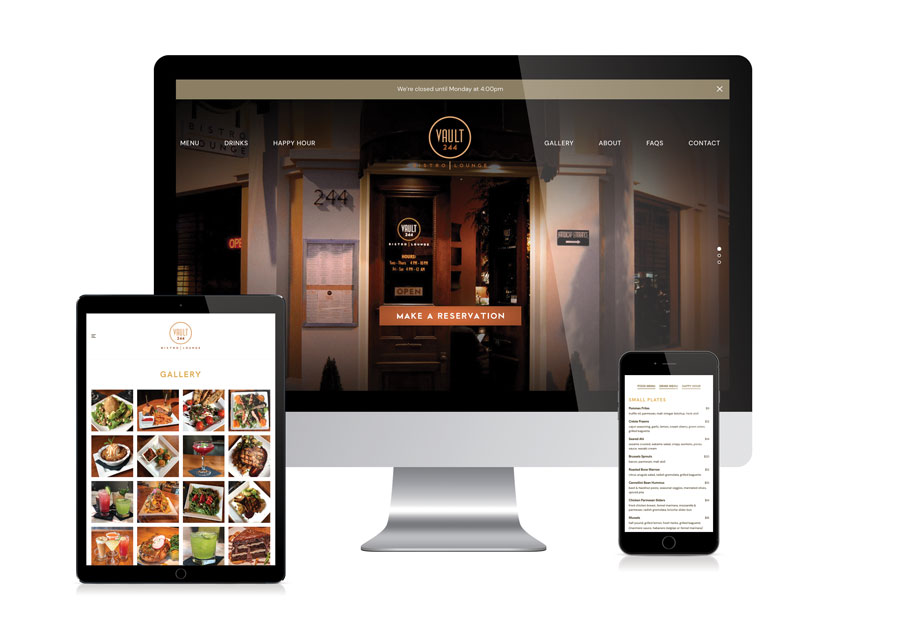 Vault244 - Albany Oregon Website Design Layout Development, Responsive, Restaurant Menu