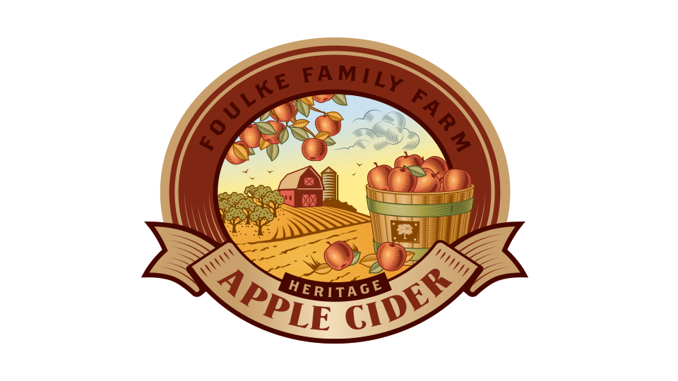 Foulke Family Farm Apple Cider Label - Logo Design and Branding