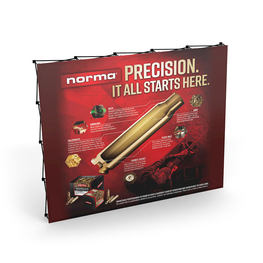 Norma Ammunition Brass Cartridges Booth 10ft Display, Banners, Design & Layout, Production
