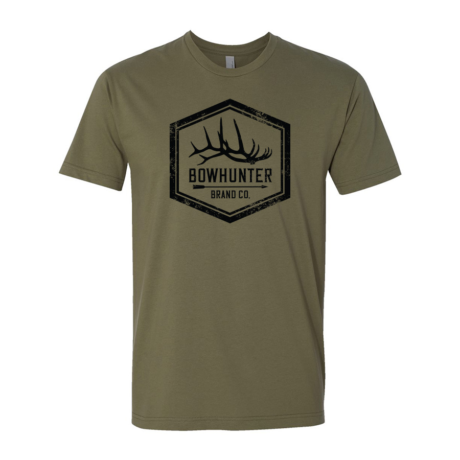 Bowhunter Brand Co Elk - Logo Icon T-Shirt Apparel Design & Layout, Screenprinting