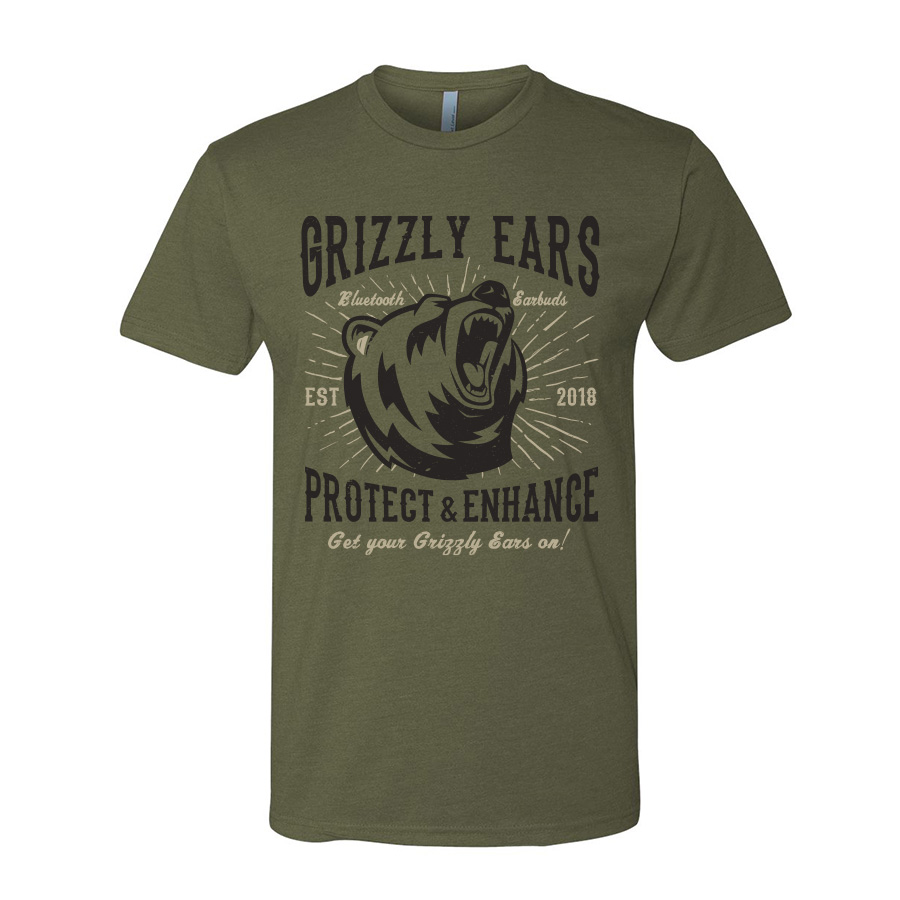 Grizzly Ears Protect & Enhance - Logo Icon T-Shirt Apparel Design & Layout, Production