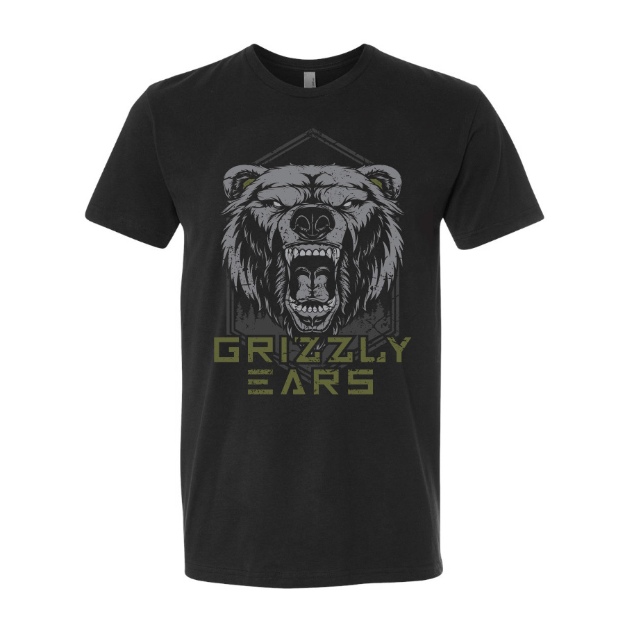 Grizzly Ears Big Head - Logo Icon T-Shirt Apparel Design & Layout, Production