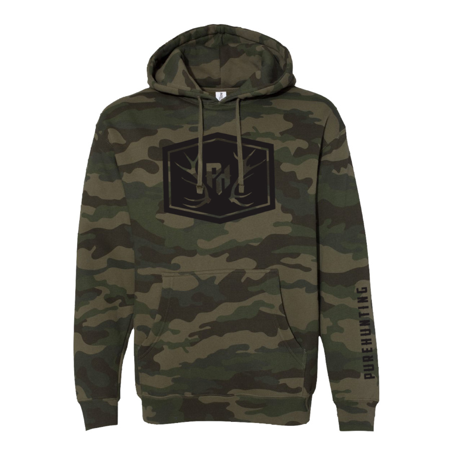Pure Hunting Elk Rack Camo Hoodie - Logo Icon T-Shirt Apparel Design & Layout, Production
