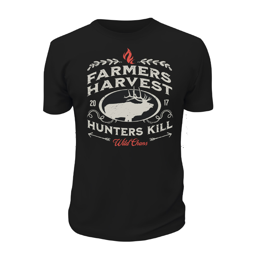 Wild Chaos Farmers Harvest Hunters Kill - Logo Icon T-Shirt Apparel Design & Layout, Printing